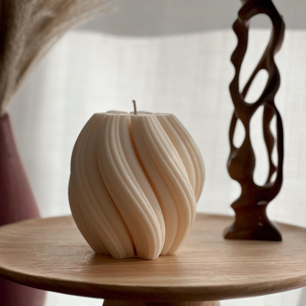 Grande bougie en cire de soja spirale | Pilier décoratif sans parfum