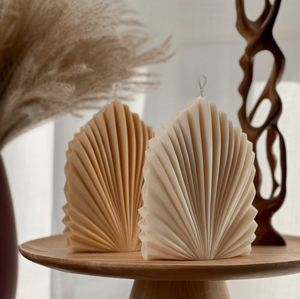 Bougie en cire de soja Feuille de palmier | Décoration d'intérieur sculpturale