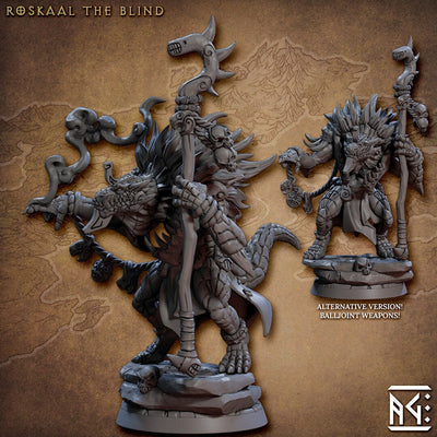 Roskaal the Blind - AG - Frostheart Lizardmen | DnD Miniature | Lizardfolk | Wizard | Warlock | Sorcerer | Male | Seraphon | Pathfinder 2E