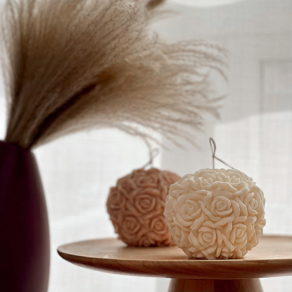 Bougie en cire de soja Cœur de Rose : Cadeau de décoration d'intérieur fait main