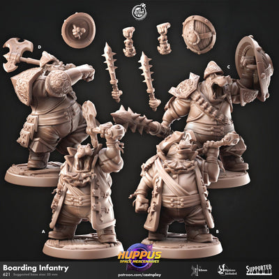 Boarding Party - Cast n Play Huppus Space Mercenaries | DnD Miniature | Giff | Hippo | Fighter | Paladin | Cleric, Barbarian, Warrior, Melee
