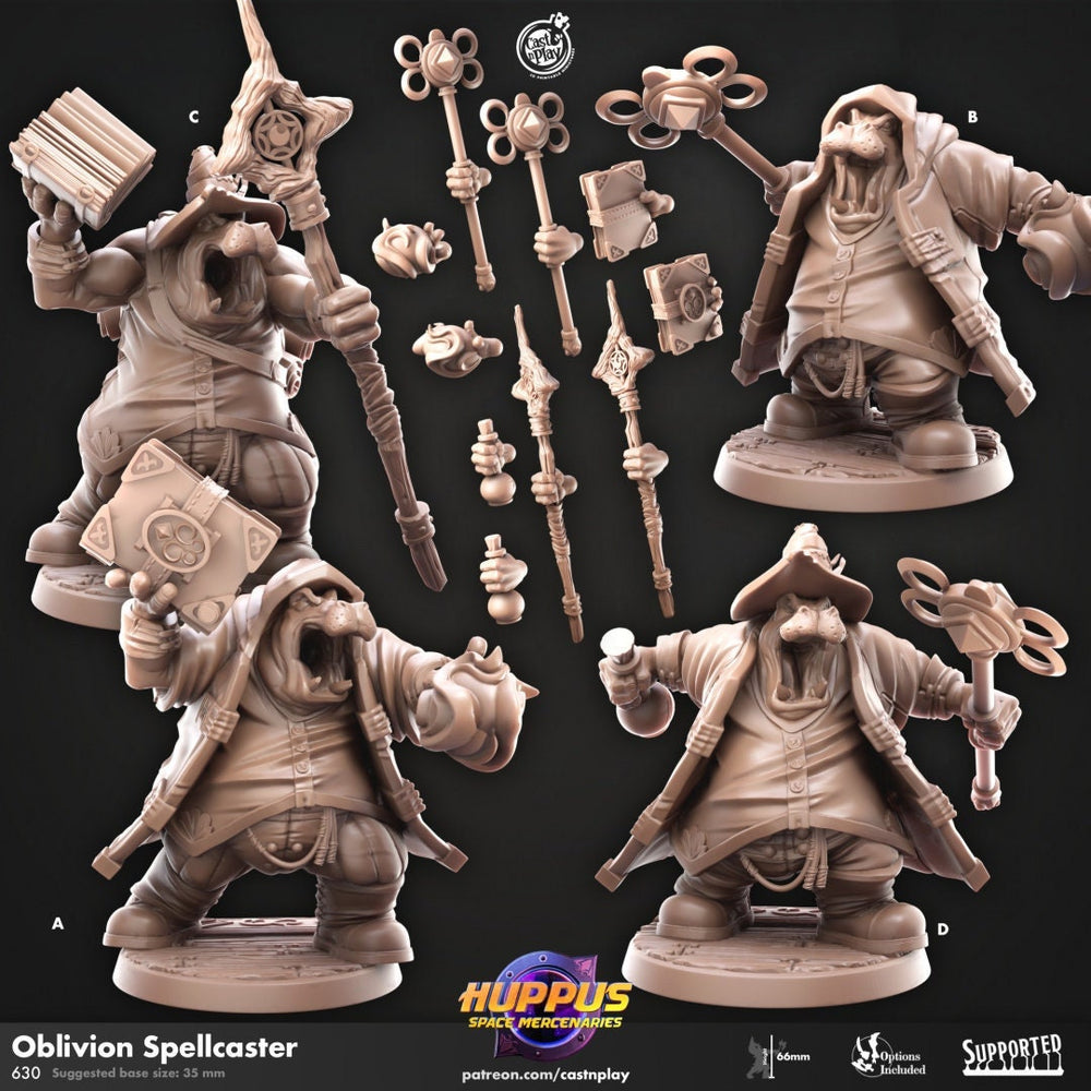 Oblivion Spellcasters - Cast n Play Huppus Space Mercenaries | DnD Miniature Giff, Hippo, Wizard, Sorcerer, Warlock, Cleric, Magic, Summoner