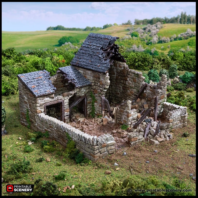 Ruined Farm Pig Pen - King and Country, dnd Medieval building, Village, Town, Wargaming Terrain, Scatter scenery, Farming, Diorama, Animals