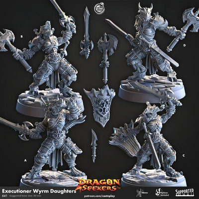 Executioner Wyrm Daughters - CnP Dragon Seekers | DnD Miniature | Dragonborn | Fighter, Barbarian, Cleric, Paladin, Female, Melee, Warrior