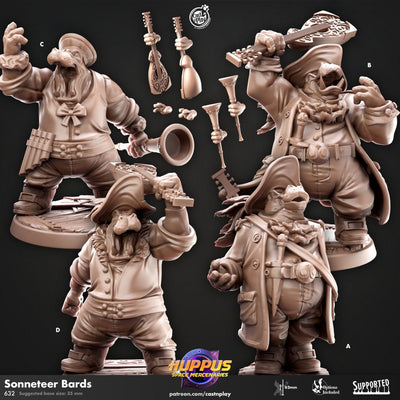 Sonneteer Bards - Cast n Play Huppus Space Mercenaries | DnD Miniature Giff, Hippo, Bard, Rogue, Ranger, Magic, Music, Horn, Lute
