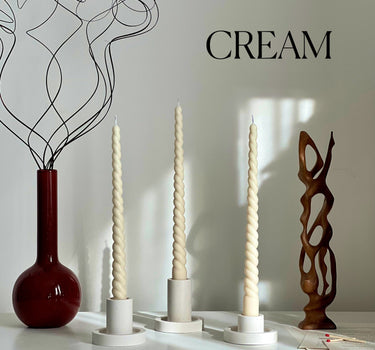 Tall Twisted Soy Wax Taper Candle: Handmade Pastel Decor