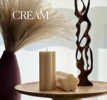 Flower Pillar Soy Candle: Minimalist Home Decor, Unscented Vegan Candle
