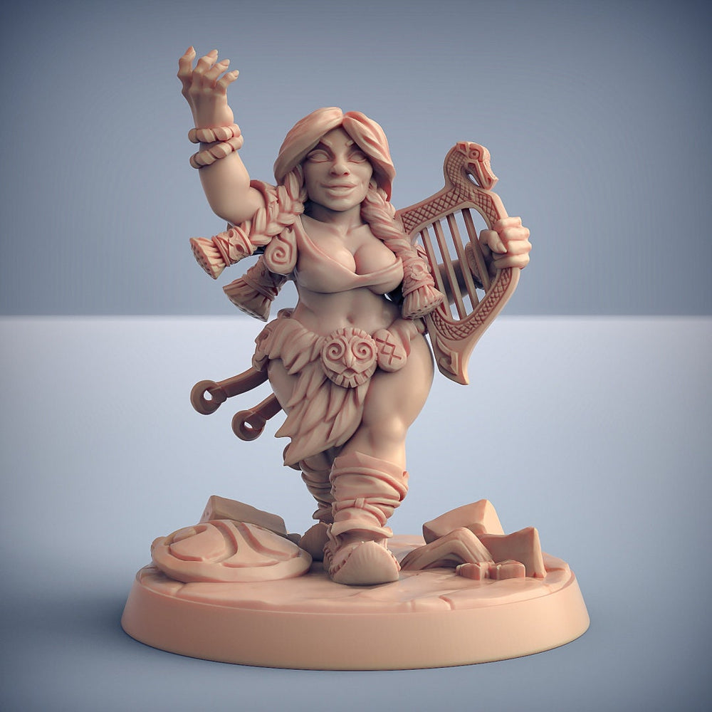 Gudrun la Scalde - Guilde d'Artisans | Femme | Nain | Guerrier | Barde | PJ | DnD | Guerrier | Pathfinder | Fantaisie | Harpe | Musique | Montagne