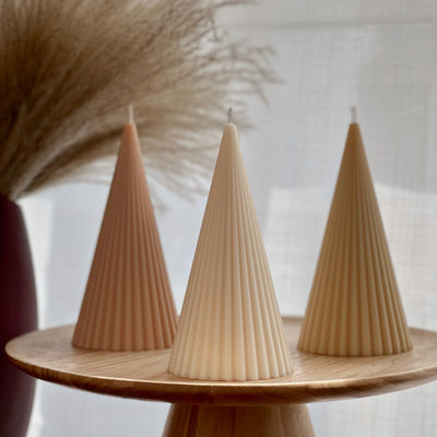 Ribbed Cone Soy Wax Candle: Minimalist Home Decor