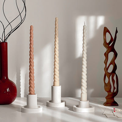 Tall Twisted Soy Wax Taper Candle: Handmade Pastel Decor