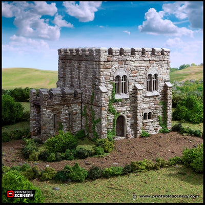 Norman Square Keep - King and Country, DnD, Pathfinder, 15mm, 28mm, 32mm, wargaming terrain, scenery D&D fort, base, castle, stone, medieval