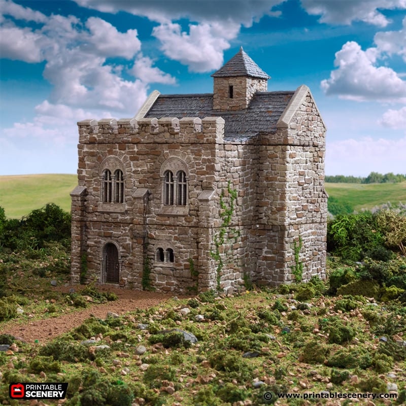 Norman Stone Keep - King and Country, DnD, Pathfinder, 15mm, 28mm, 32mm, wargaming terrain, scenery D&D, medieval castle, fort, village