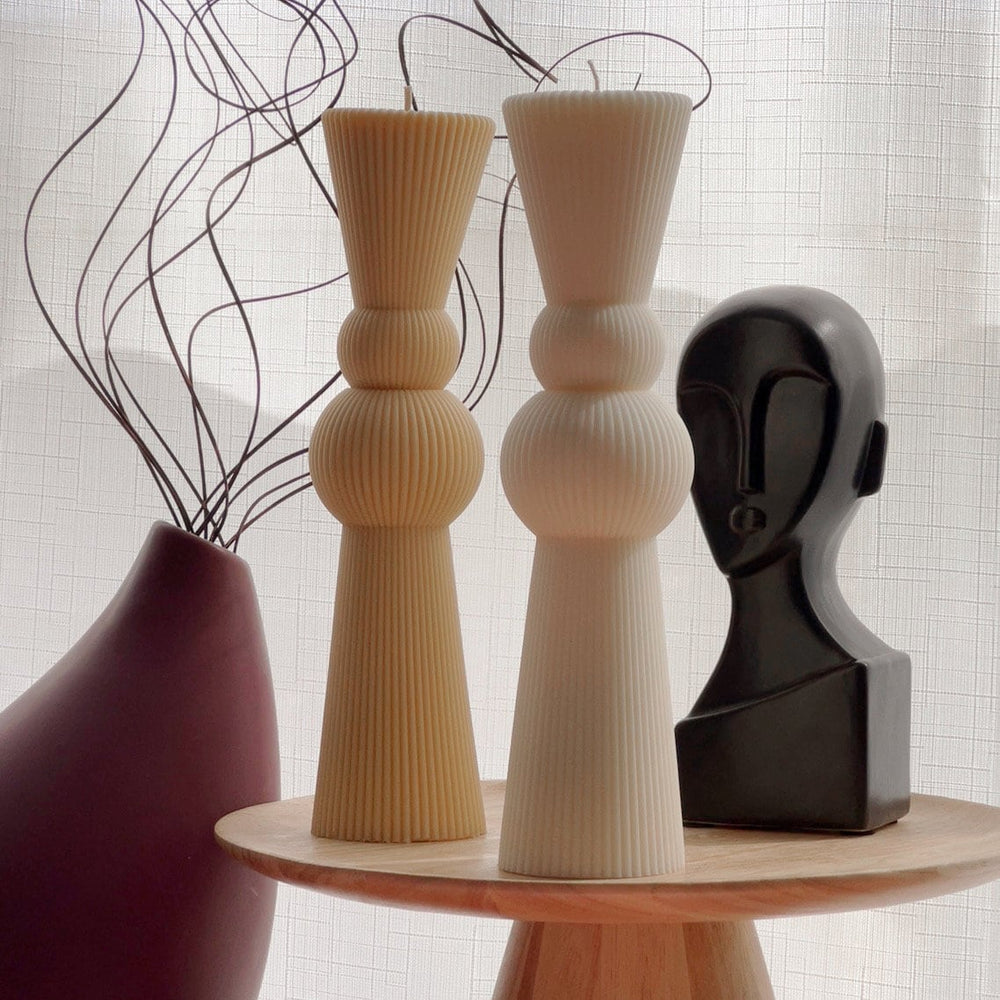 Big Chess Pillar Candle: Ribbed Soy Wax Decorative Candle