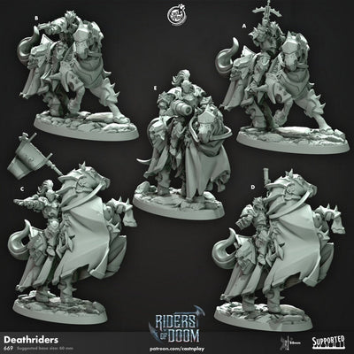Deathriders - miniature DnD - Cast N Play Riders of Doom - Wargaming, Humain, Homme, Guerrier, Chevalier, Monture, Prêtre, Paladin, Maléfique, Cheval, Pistolet
