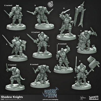 Shadow Knights - dnd miniature - Cast N Play Riders of Doom - Wargaming, Human, Male, Fighter, Barbarian, Cleric, Paladin, Evil, Undead