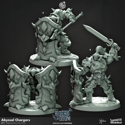 Abyssal Chargers - miniature de donjon - Cast N Play Riders of Doom - Wargaming, Humain, Homme, Guerrier, Barbare, Prêtre, Paladin, Maléfique, Mort-vivant