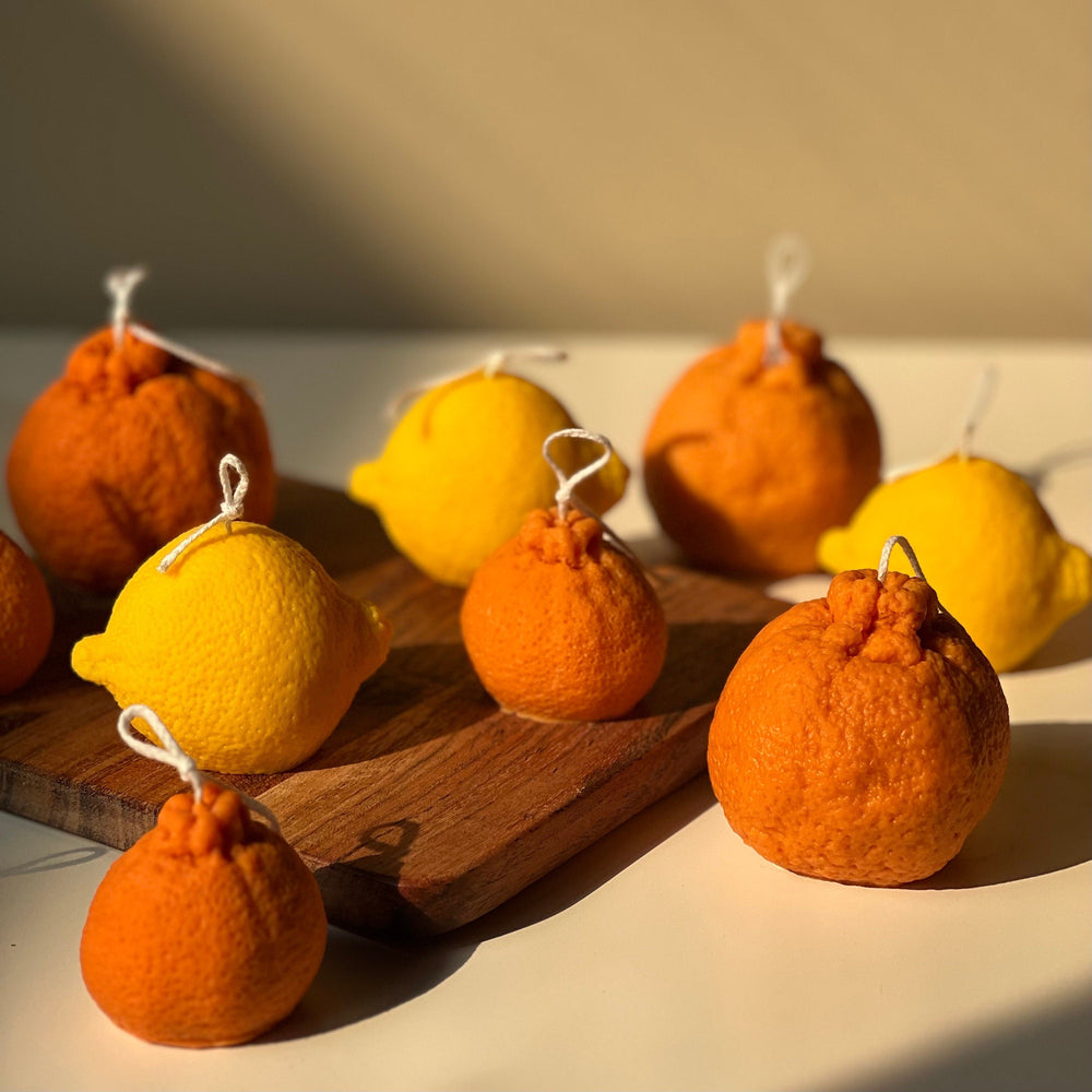 Lemon Shaped Soy Wax Candle: Vegan Minimalist Decor