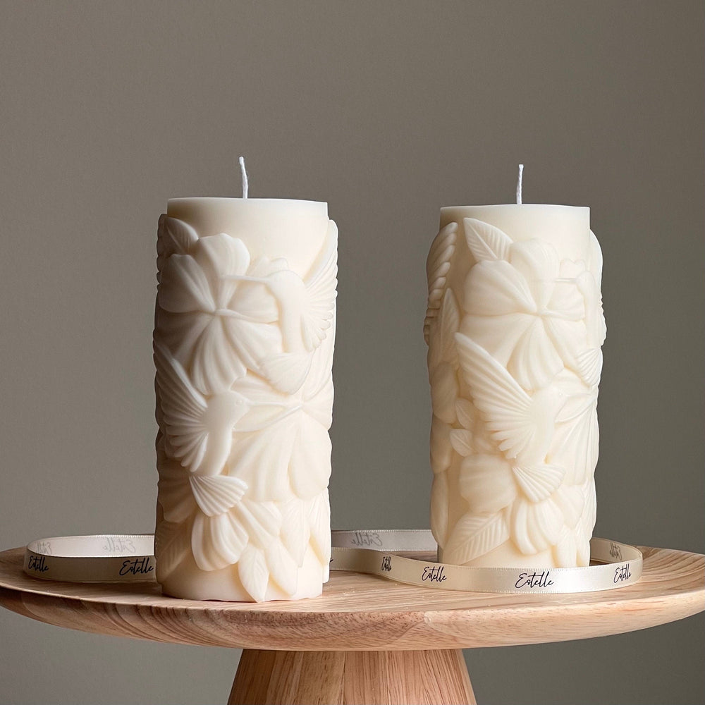 Colibri Soy Pillar Candle: Sculptural Home Decor