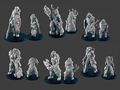 Ice / Arctic Tribe DND mini set - EC3D Wintertide, Winter Miniature | Villager | Fighter | Druid | Snow | Arctic | Pathfinder | Hunter
