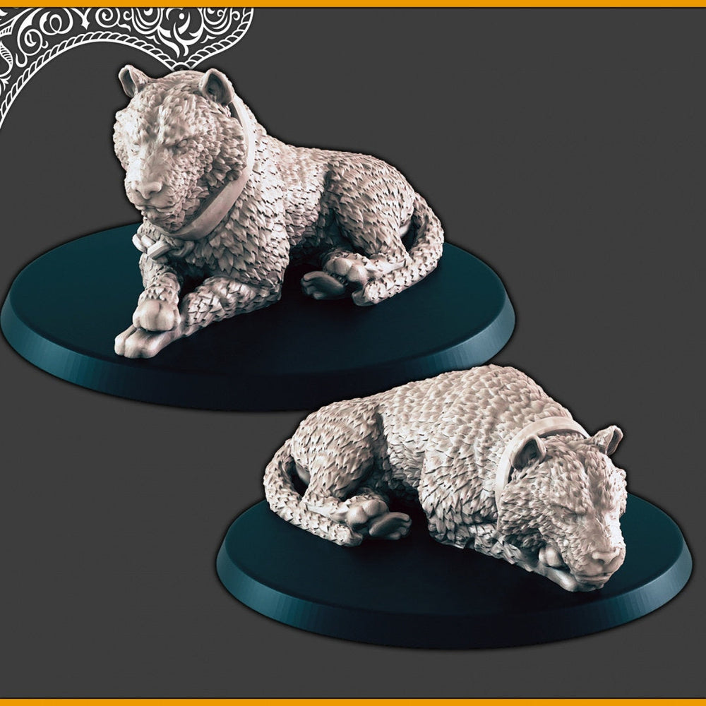 Chained Tigers  - DND mini, EC3D Scorching Sands, Desert Miniatures | Animal | Large | Cat | Eastern | Pathfinder | Oasis | Dunes