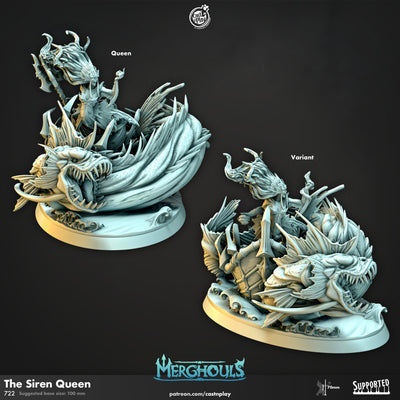 The Siren Queen - dnd and wargaming miniature - Sea Elf, Merfolk, Mermaid, Triton, Water Genasi, Pathfinder, Aquatic, Monster, Sorceress