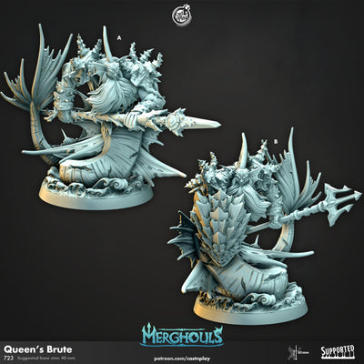 The Queens Brute - dnd and wargaming miniature - Sea Elf, Merfolk, Mermaid, Triton, Pathfinder, Aquatic, Monster, Fighter, Barbarian, Ocean