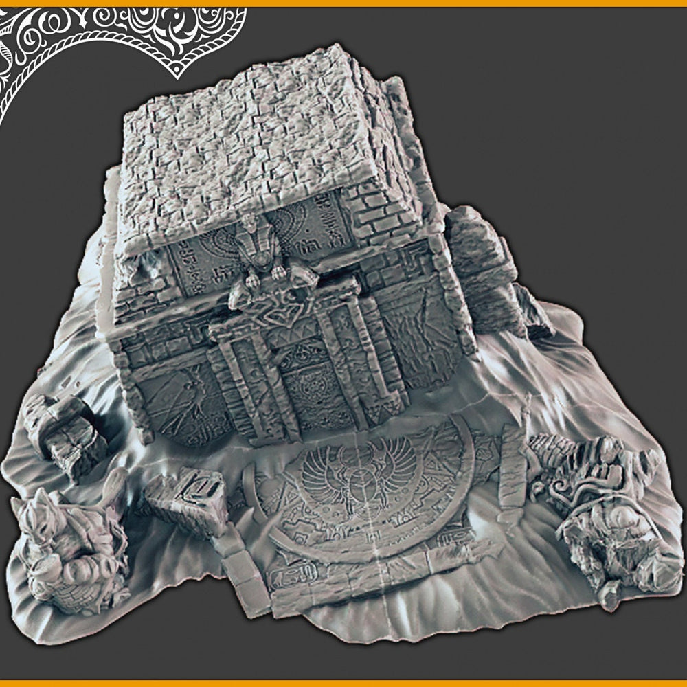 Sinking Tomb  - DND Terrain, EC3D Scorching Sands, Desert Miniatures | Temple | Sand  | Dunes | Scatter Scenery | Pathfinder | Wargaming