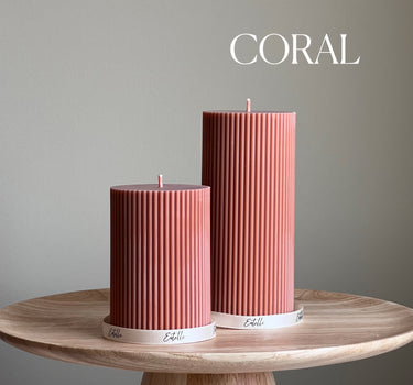 Soy Wax Ribbed Pillar Candle Set | Unscented, Decorative