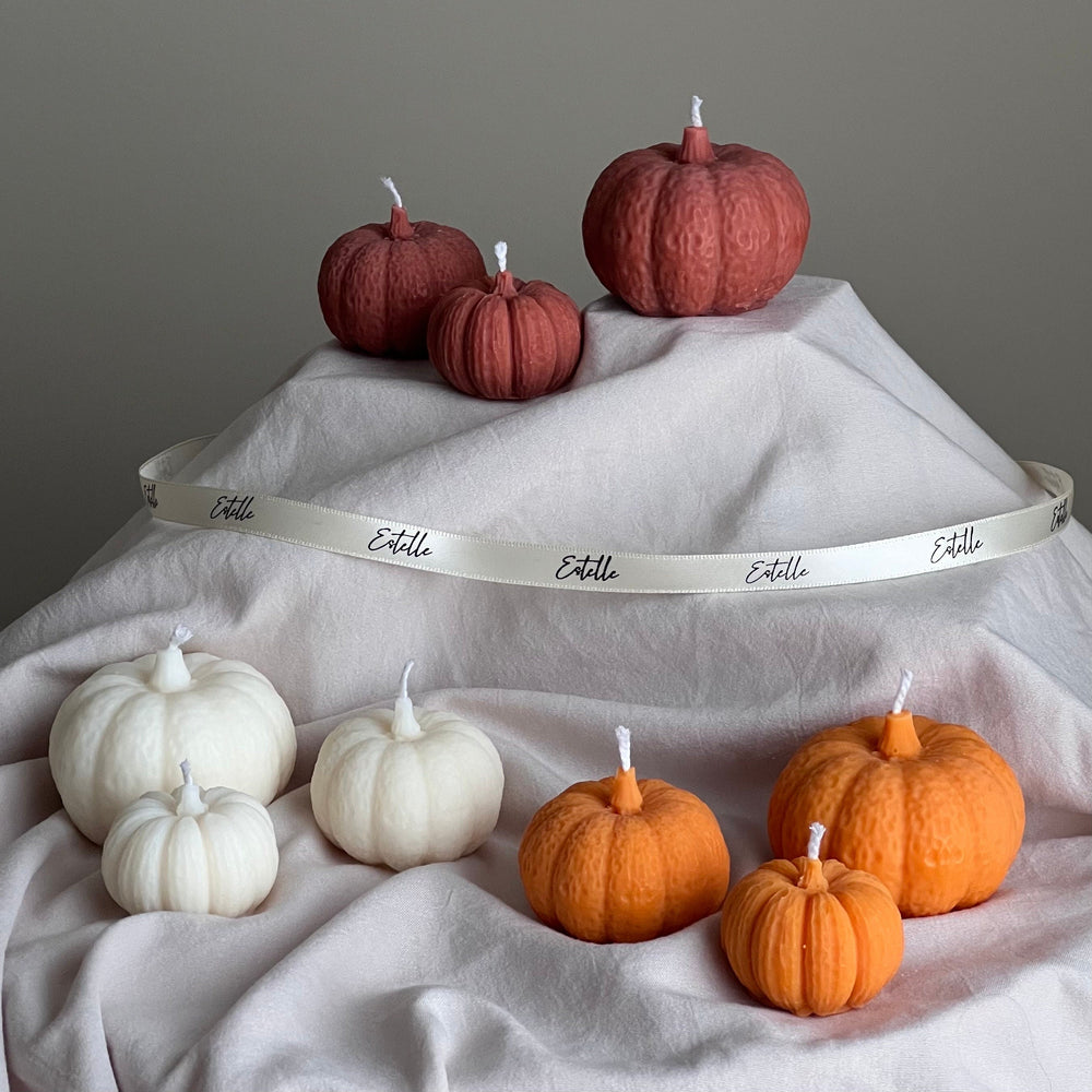 Handmade Pumpkin Soy Wax Candle Set: Autumn Decor
