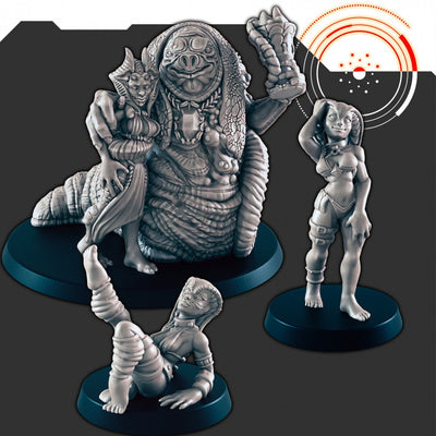 Sci-fi Crime Boss and Dancers mini set - EC3D | Legion | Cyberpunk | Starfinder | Scifi | Futuristic | Cybernetic | Male | Female