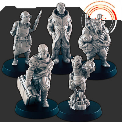 Ensemble mini Marché Sci-Fi - EC3D | Legion | Cyberpunk | Starfinder | Scifi | Futuriste | Cybernétique | Alien | Humain | Homme | Femme