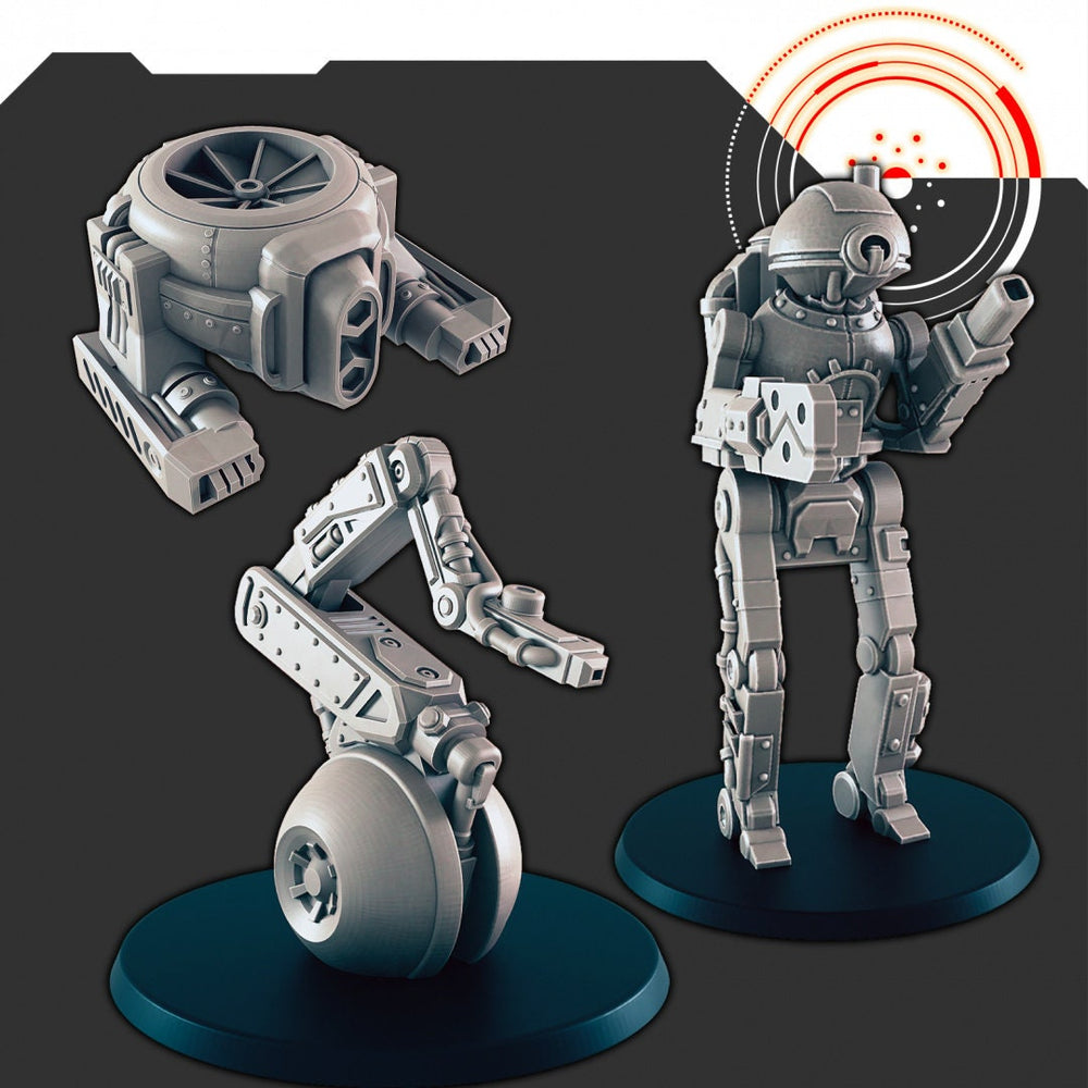 Ensemble mini Robots d'usine et de réparation Sci-fi - EC3D | Legion | Cyberpunk | Starfinder | Scifi | Futuriste | Robot | Drone | Réparation | Mécanique