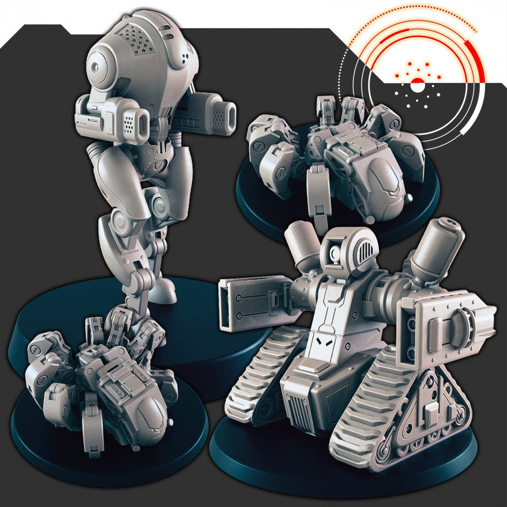 Ensemble de grands robots de science-fiction - EC3D | Legion | Cyberpunk | Starfinder | Science-fiction | Futuriste | Cybernétique | Espace | Robot d'assaut | Araignée