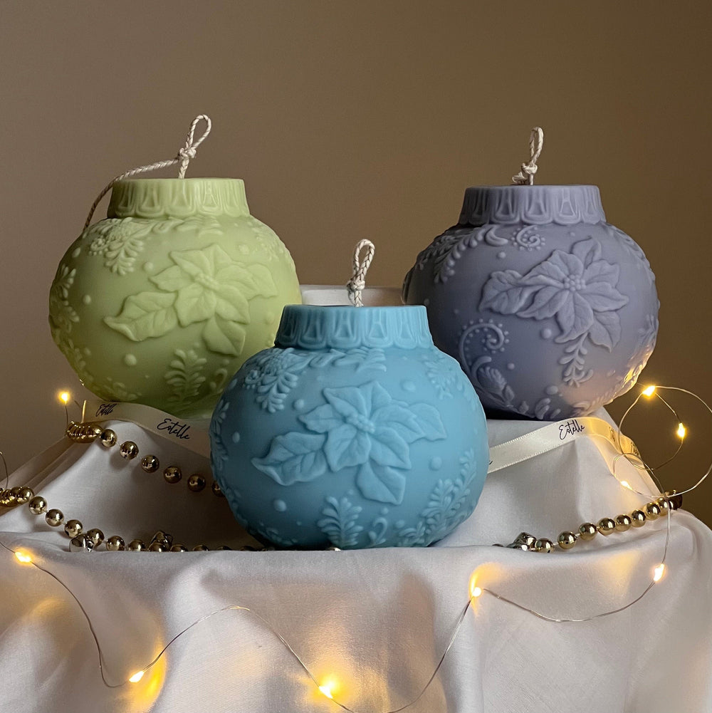 Grande Boule de Noël Bougie Soja : Décoration Festive Faite Main