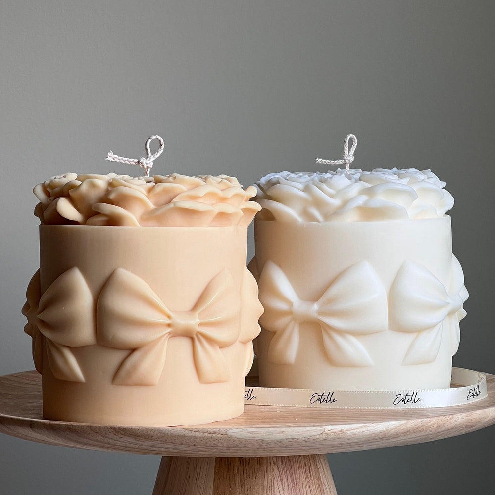 Big Rose Basket Candle | Hand Poured Soy Wax Pillar Candle