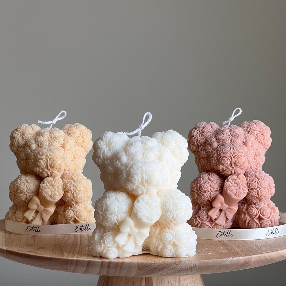 Bougie ours en peluche en cire de soja : Bougie bouquet sculpturale