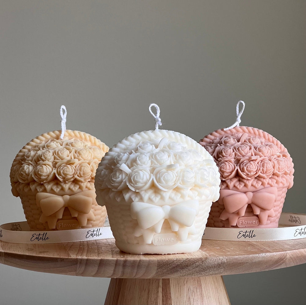 Flower Basket Soy Candle | Sculptural Home Decor