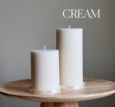 Soy Wax Ribbed Pillar Candle Set | Unscented, Decorative