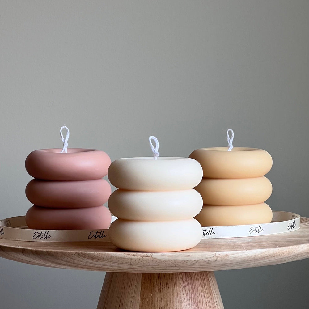 Bougie pilier ronde en cire de soja | Bougie décorative sans parfum