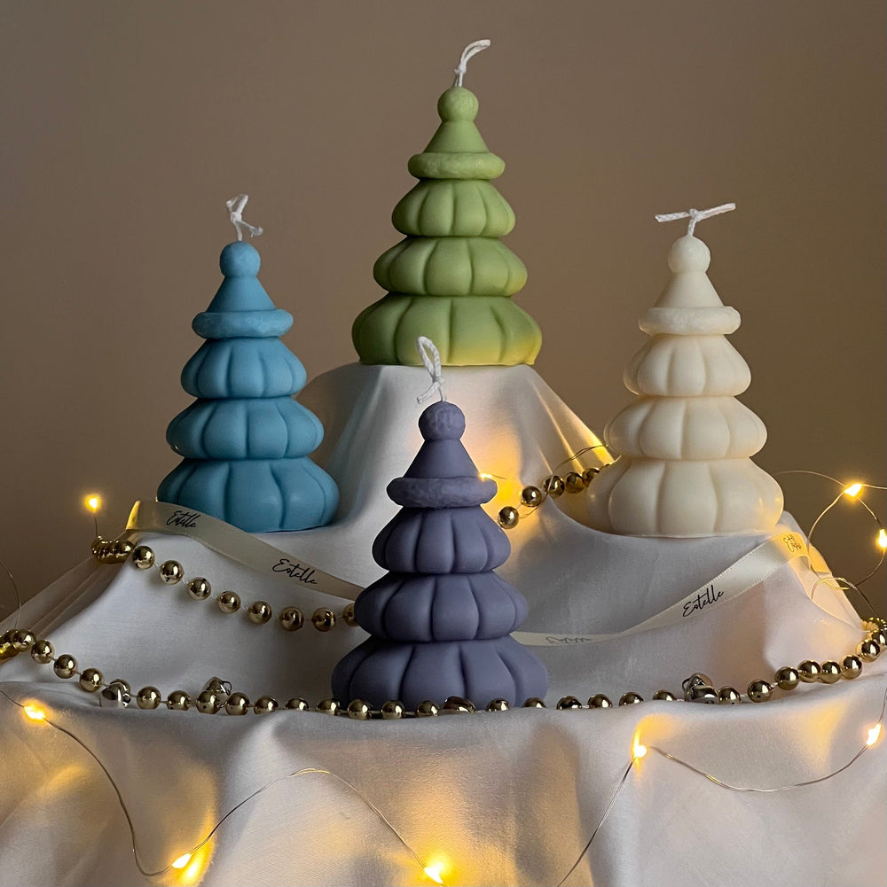 Bougie de soja sapin de Noël avec chapeau : Décoration de Noël artisanale