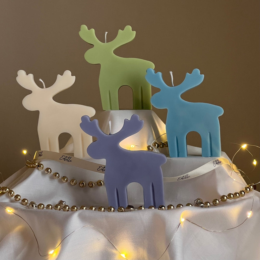 Bougie en Soja Rennes Faite Main : Cadeau Décoration de Noël