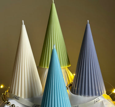 Handmade Ribbed Cone Soy Candle: Minimalist Christmas Decor