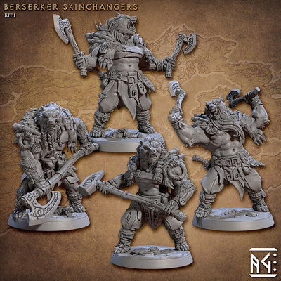 Berserker Werebear dnd Mini Set - Artisan Guild | Male | Fighter | Viking | Barbarian | Female | Pathfinder | Wargaming | Fighter, 28mm 32mm