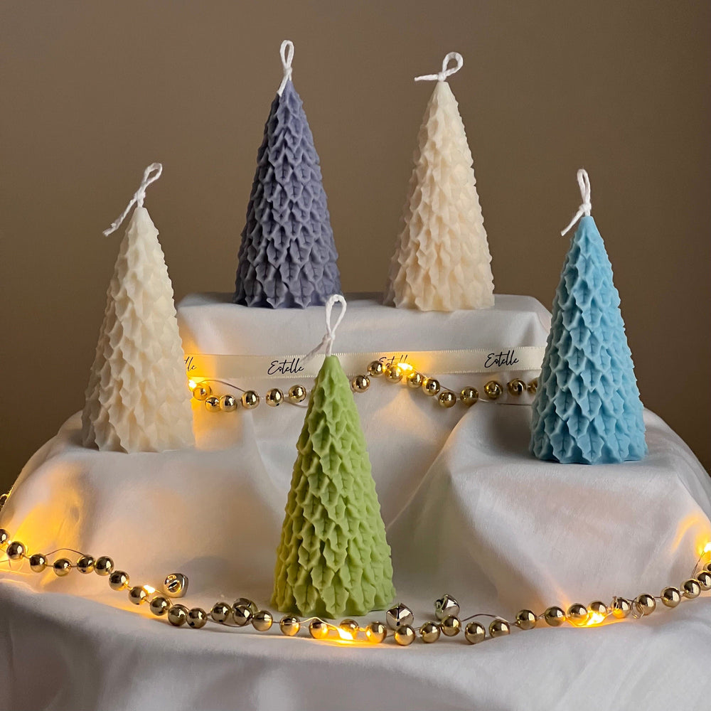 Bougie de Noël sapin en cire de soja faite à la main : Décoration festive pour la maison