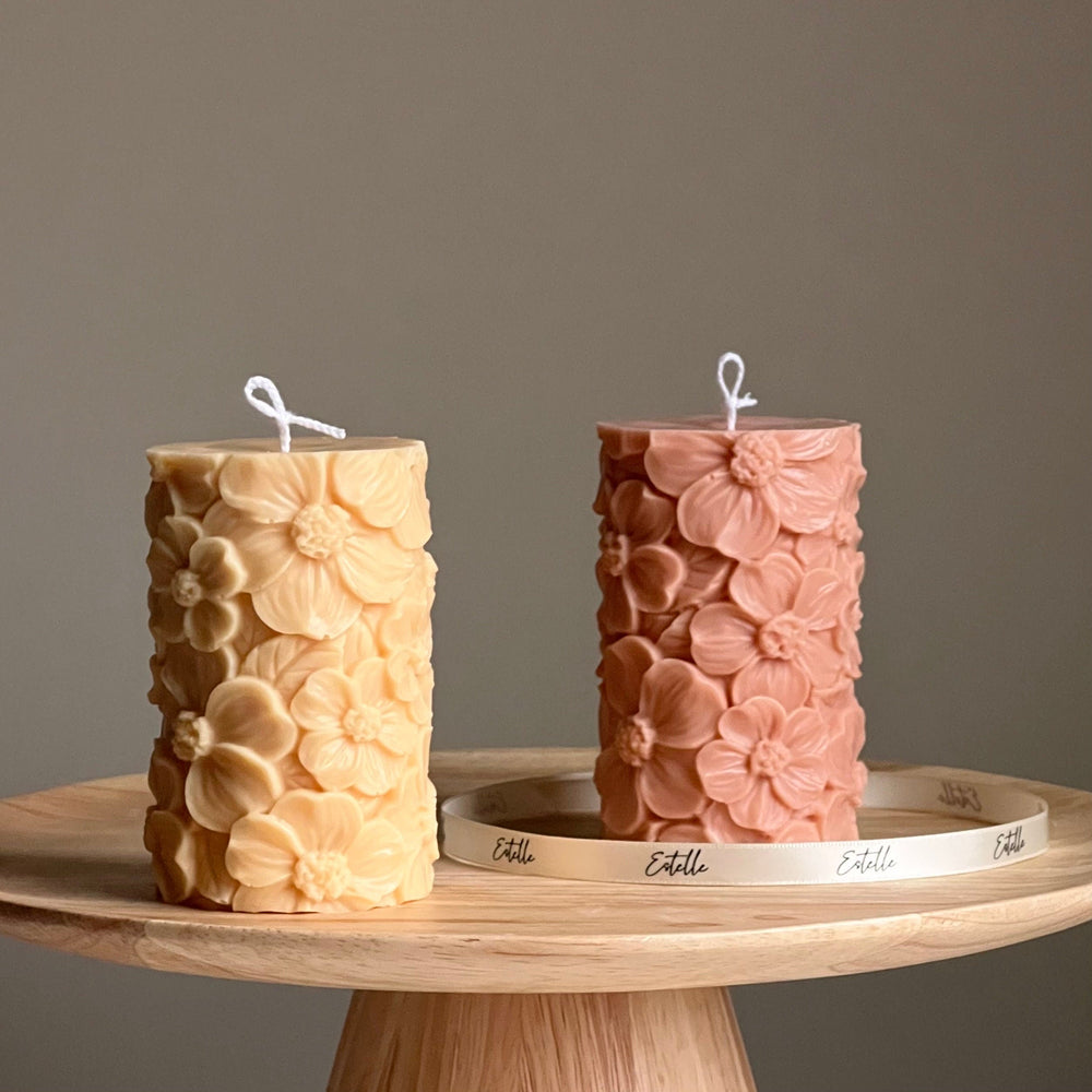 Handmade Sakura Soy Wax Pillar Candle | Home Decor
