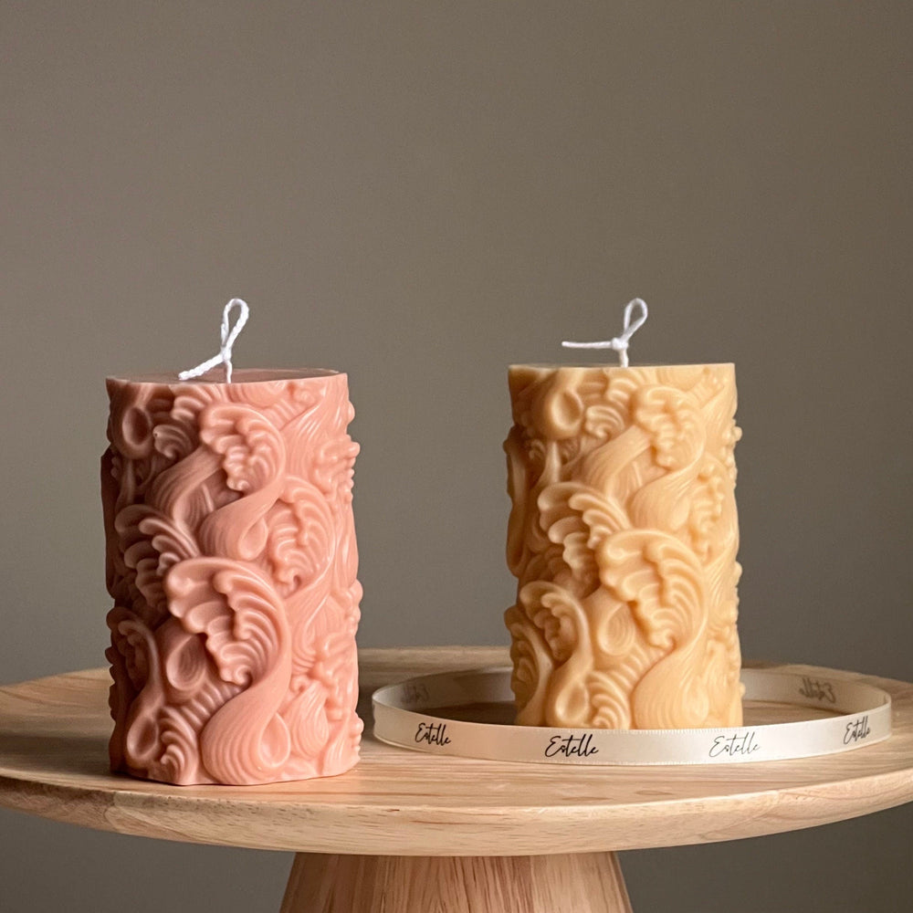 Bougie de soja Wave Pillar : Bougie décorative faite à la main non parfumée