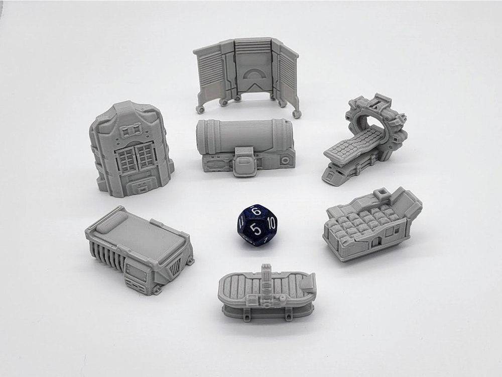 Sci-fi Scenery - Med Bay - EC3D, Infinity, Legion, Sci-fi, Cyberpunk, Starfinder, tabletop terrain, traveler, futuristic, Medical, Office