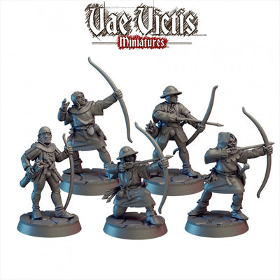Bowmen of the Kingdom 28/32mm mini set - Vae Victis | DnD | Archer | Villager | Ranger | Human | Pathfinder | TTRPG | Wargaming | Frostgrave
