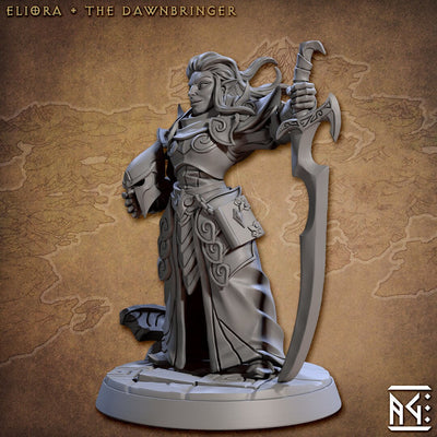 Eliora, Elven Fighter 28/32mm mini - Artisan Guild | Alfar | Drow | Female | Fighter | Paladin | Pathfinder | Wargaming | Forest | Wood