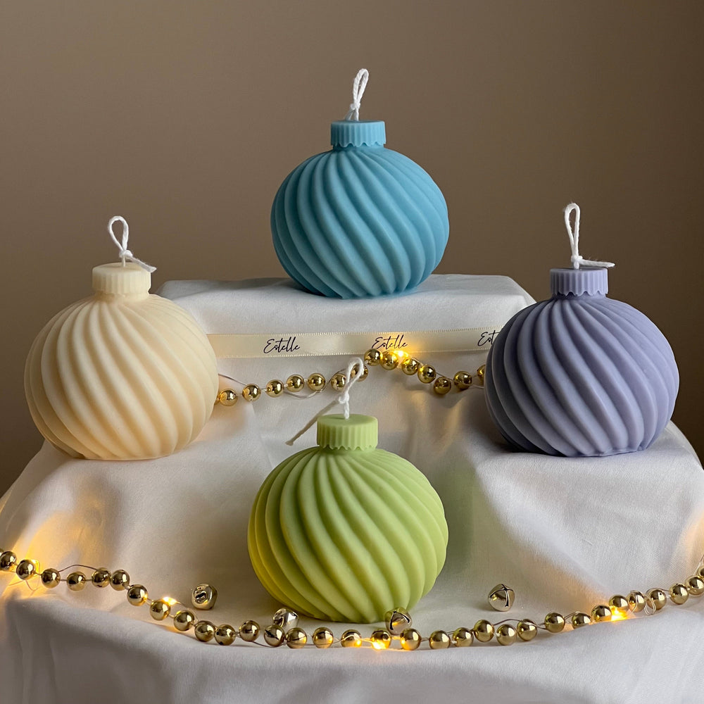 Swirl Christmas Bauble Soy Candle: Handmade Holiday Decor
